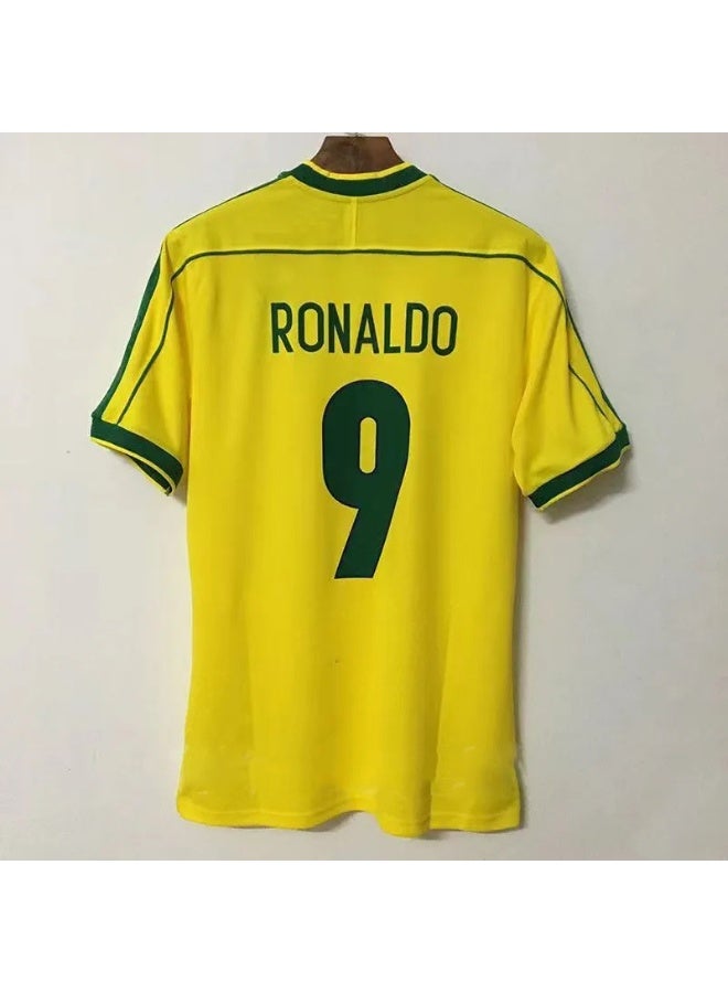 Ronaldo 1998 Brazil home retro football uniform #9 RONALDO retro football jersey A gift for fans and friends - Image 1